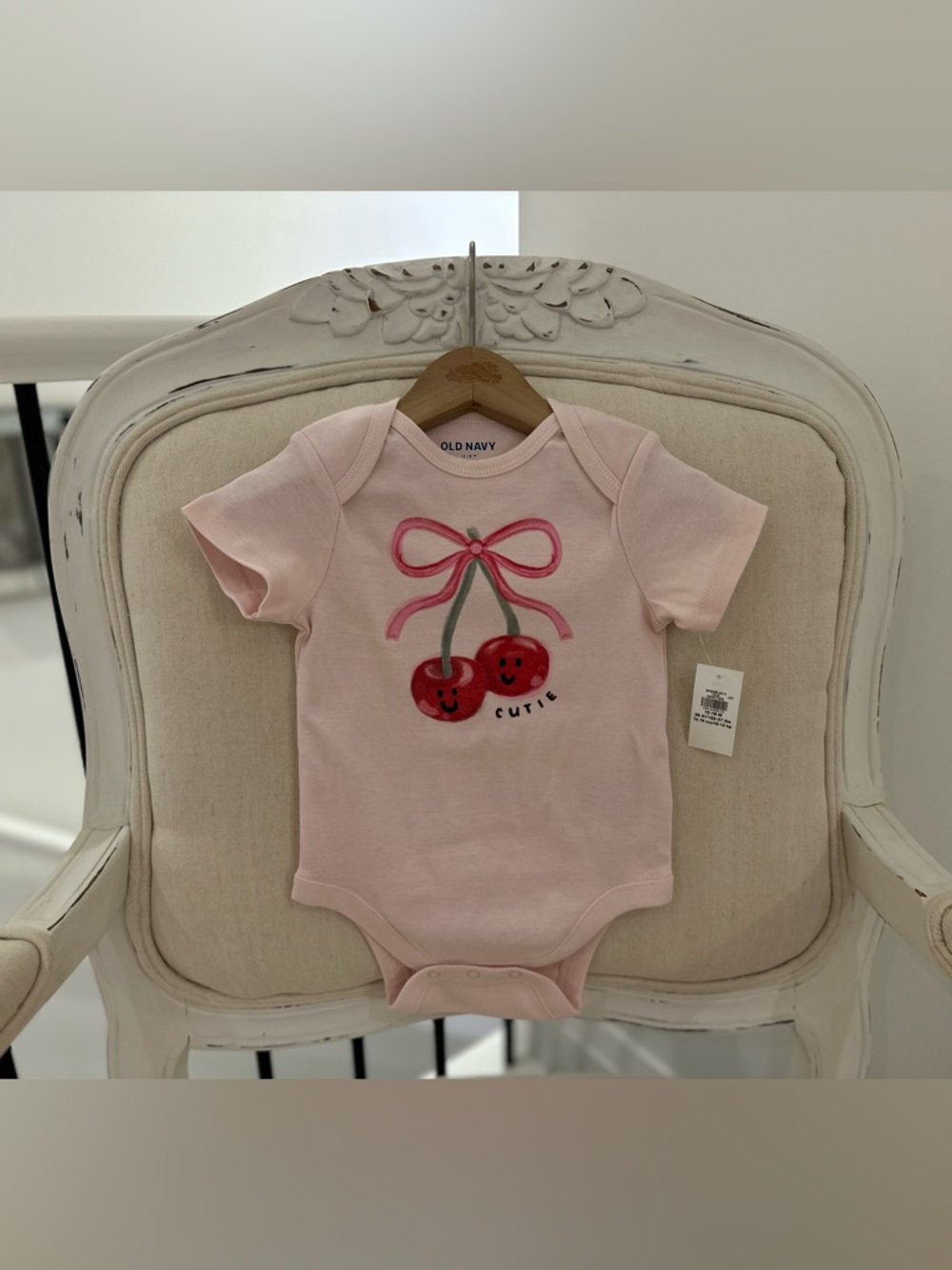 🍒 12~18 Mth Cute Pink Cherry Graphic Cotton Baby One-Piece NWT